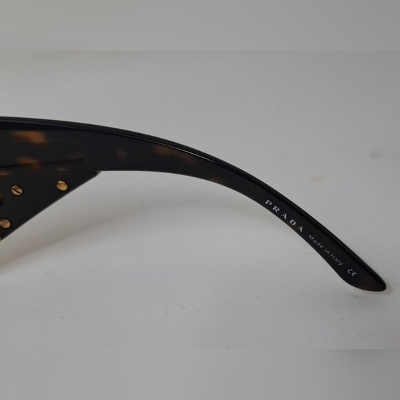 Prada Women's Sunglasses Shield Triangle Logo Mask Gold Tortoise Brown SPR 621 - Picture 3 of 14